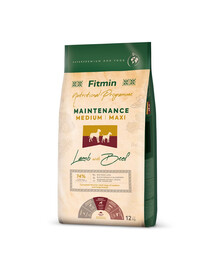 FITMIN Dog Nutritional Programme Medium Maxi Performance Lamb&Beef 12 kg suaugusiems vidutinių ir didelių veislių labai aktyviems šunims