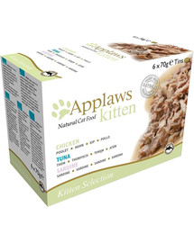 APPLAWS Applaws Cat Tin Multipack 6 x 70 g Kačių ėdalas "Kitten Selection" mišrių skonių su žuvimi ir vištiena