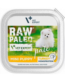 VETEXPERT RAW PALEO Pate Puppy Mini Turkey 150 g šuniukų paštetas iš kalakutienos
