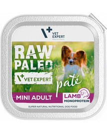 VETEXPERT RAW PALEO Paštetas Adult Mini Lamb 150 g Paštetas mažų veislių šunims ėriena