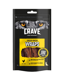 CRAVE Wraps Chicken 10x50g baltyminis skanėstas suaugusiems šunims be grūdų