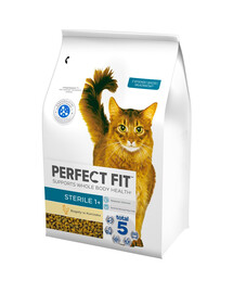 PERFECT FIT Sterile 1+ Chicken-rich 3x2,8 kg sausas visavertis ėdalas suaugusioms sterilizuotoms katėms
