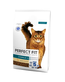 PERFECT FIT Sterile 1+ Vištienos gausus 7 kg sausas visavertis ėdalas suaugusioms sterilizuotoms katėms