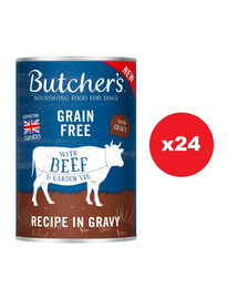 BUTCHER'S Original Recipe in Gravy gabalai su jautiena padaže šunims 24 x 400g