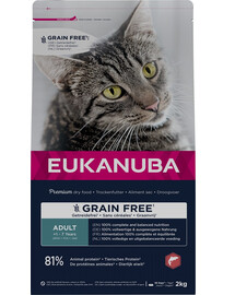 EUKANUBA Grain Free Adult Lašiša 2 kg suaugusioms katėms
