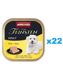 ANIMONDA Vom Feinsten Adult Turkey&Cheese 22x150 g kalakutiena su sūriu suaugusiems šunims