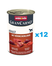 ANIMONDA Gran Carno Adult with Chicken liver 12x400 g su vištienos kepenėlėmis suaugusiems šunims