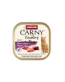 ANIMONDA Carny Country Adult Beef&Lamb&Pheasant 100 g jautienos, ėrienos ir fazanų suaugusioms katėms