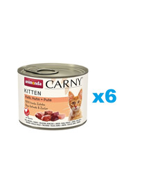 ANIMONDA Carny Kitten Veal&Chicken&Turkey 6x200 g cielęcina, kurczak i indyk dla kociąt