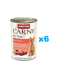 ANIMONDA Carny Kitten Beef&Turkey 6x400 g jautiena ir kalakutiena kačiukams