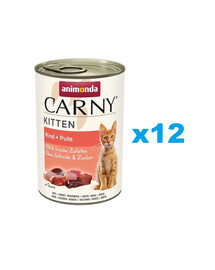 ANIMONDA Carny Kitten Beef&Turkey 12x400 g jautiena ir kalakutiena kačiukams