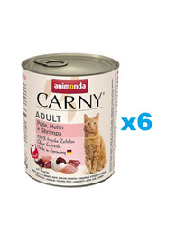 ANIMONDA Carny Adult Turkey&Chicken&Shrimps 6x800 g kalakutiena, vištiena ir krevetės suaugusioms katėms