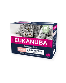 EUKANUBA Grain Free Senior paštetas vyresnėms katėms ėriena 12 x 85 g