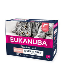 EUKANUBA Grain Free Senior Paštetas vyresnėms katėms Lašiša 12 x 85 g