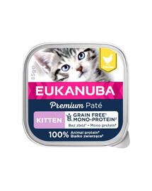 EUKANUBA Grain Free Kitten Monoproteinų paštetas kačiukams Vištiena 16 x 85 g