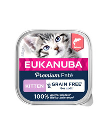 EUKANUBA Grain Free Kitten Kačiukų paštetas Lašiša 16 x 85 g