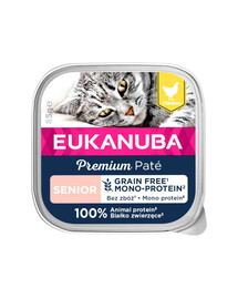 EUKANUBA Grain Free Senior Monoprotein Paštetas vyresnėms katėms Vištiena 16 x 85 g