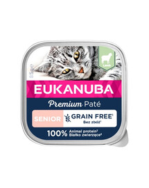 EUKANUBA Grain Free Senior paštetas vyresnėms katėms ėriena 16 x 85 g