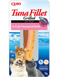 INABA Tuna fillet in crab flavoured broth 15g tuno filė krabų sultinyje katėms