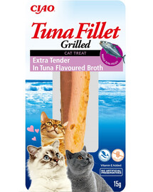 INABA Tuna fillet extra tender in tuna broth 15g itin švelni tuno filė tuno skonio sultinyje katėms