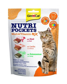 GIMCAT Nutri Pockets Malt&Vitamin mix 150 g salyklo ir vitaminų skanėstas katėms