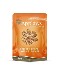 APPLAWS Chicken & Pumpkin & Wild Rice 12 x 70 g vištiena, moliūgai, ryžiai sultinyje