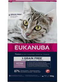 EUKANUBA Grain Free Kitten Lašiša 10 kg augantiems kačiukams