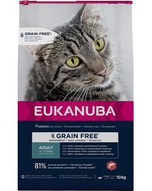 EUKANUBA Grain Free Adult Lašiša 10 kg suaugusioms katėms