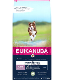 EUKANUBA Grain Free S/M Puppy Ėriena 12 kg mažų ir vidutinių veislių šuniukams