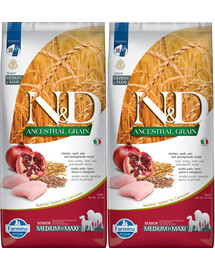 FARMINA N&D Low Grain Chicken & Pomegranate Senior Medium & Maxi 12 kg