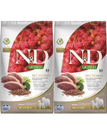 FARMINA N&D Quinoa Dog Neutered Adult Madium & Maxi duck, broccoli & asparagus 2.5 kg antis, brokoliai ir šparagai šunims po kastracijos