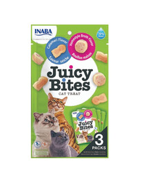 INABA Juicy Bites drėgni skanėstai katėms su naminiu sultiniu ir kalmarais 33,9 g (3x11,3 g)