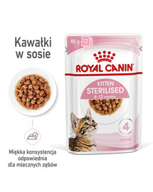 ROYAL CANIN Kitten Sterilizuotas drėgnas maistas padaže kačiukams iki 12 mėn. amžiaus, sterilizuotiems 48 x 85 g