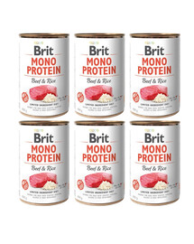 BRIT Mono Protein Beef & Rice 6x400 g monoproteinų jautienos ir ryžių maistas