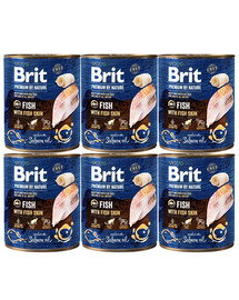 BRIT Premium by Nature Fish&Fish Skin 6x800 g natūralus maistas šunims su žuvimi ir žuvies oda