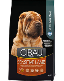 Cibau Sensitive Lamb MEDIUM/MAXI ėdalas jautraus virškinimo šunims su ėriena 2,5 kg