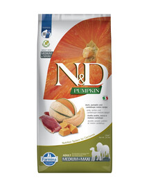 FARMINA N&D Pumpkin Duck & Cantaloupe Adult Medium & Maxi vidutinių ir didelių veislių šunims su antiena ir melionu 12 kg