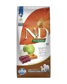 FARMINA N&D Venison Pumpkin & Apple Adult Medium & Maxi sausas maistas šunims 12 kg