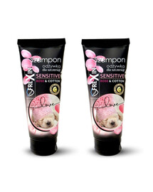 FREXIN Sensitive Šampūnas su kondicionieriumi šuniukams Rose & Cotton 2x220 g