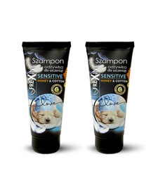 FREXIN Sensitive Šampūnas su kondicionieriumi šuniukams medus ir medvilnė 2x220 g