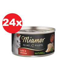 MIAMOR Feine Filets Naturell Chicken&Shrimps 24x80g vištienos ir krevečių padaže
