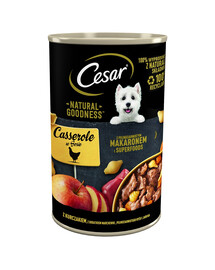 CESAR Šlapias šunų ėdalas padaže 24x400g su vištiena, morkomis, pilno grūdo makaronais ir obuoliu