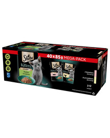 SHEBA Kitten Selection of Flavours paketėliai 40x85 g su lašišos, vištienos padažo gabalėliais kačiukams
