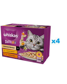 WHISKAS Adult saszetka 48x85g "Creamy Variations" drėgnas ėdalas suaugusioms katėms su vištiena ir daržovėmis, ėriena ir kalakutiena.