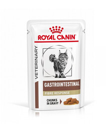 ROYAL CANIN Veterinary Gastrointestinal Fibre Response 48x85g padažu pagardintas ėdalas katėms, kenčiančioms nuo užkietėjimo ir vidurių užkietėjimo