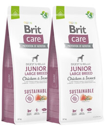 BRIT Care Sustainable Junior Large Breed su vištiena ir vabzdžiais 2 x 12 kg