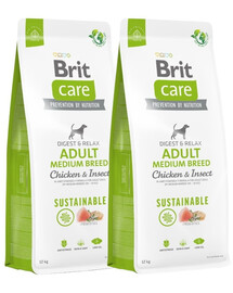 BRIT Care Sustainable Adult Medium Breed su vištiena ir vabzdžiais 2 x 12 kg