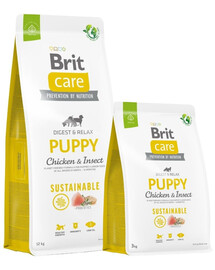 BRIT Care Sustainable Puppy su vištiena ir vabzdžiais 12 kg + 3 kg