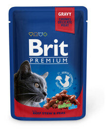 BRIT Premium Cat Adult jautienos ir žirniai katėms 24 x 100g