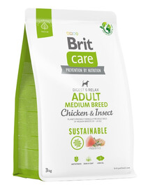 BRIT Care Sustainable Adult Medium Breed su vištiena ir vabzdžiais 3 kg
